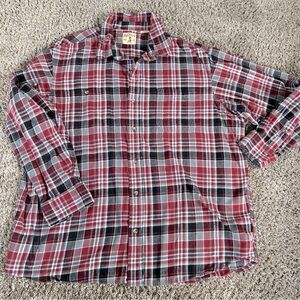 RedHead  Men’s Plaid Button Down True Red/Grey/Black Flannel Shirt 2XL